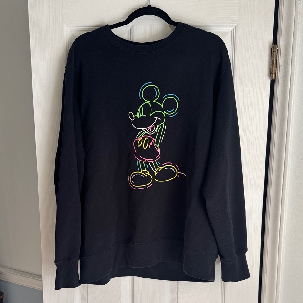 Uniqlo Black Sweatshirt Neon Mickey Mouse Design Disney